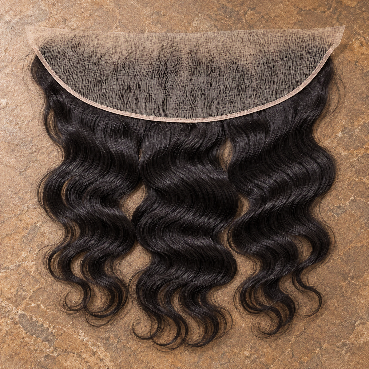 Multi-donor Body Wave lace frontal on brown stone