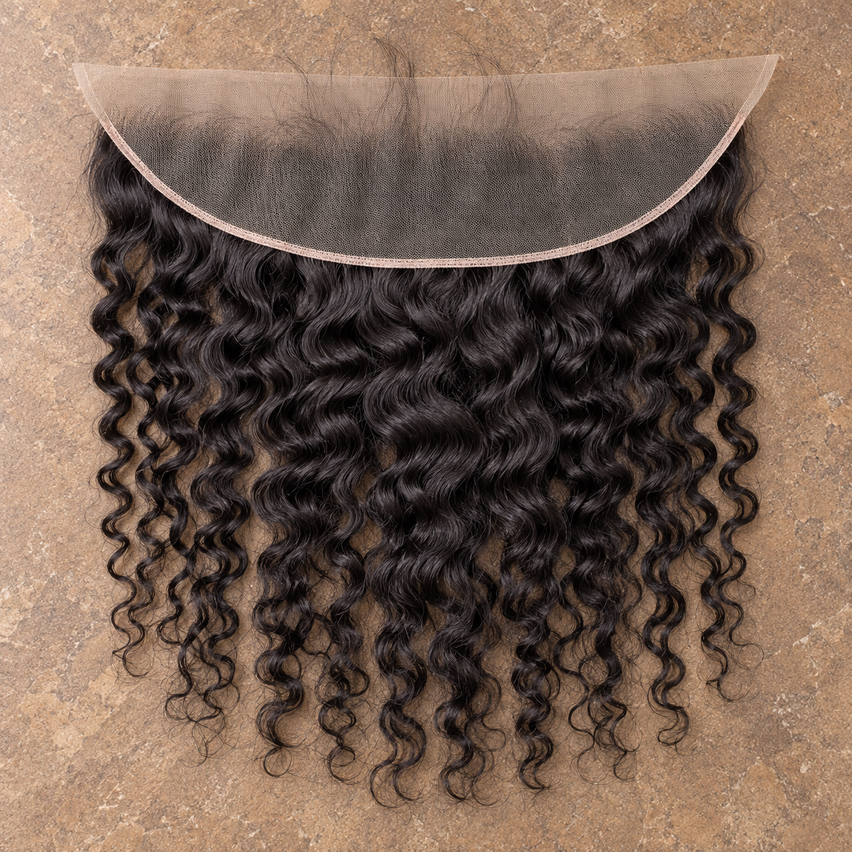 Multi-donor Burmese Curly lace frontal on brown stone