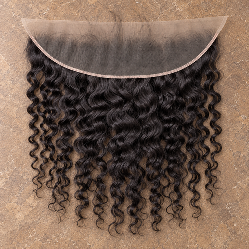 Multi-donor Burmese Curly lace frontal on brown stone