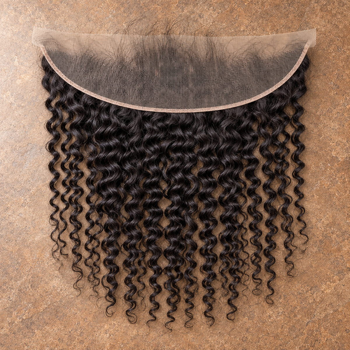 Multi-donor Deep Curly lace frontal on brown stone