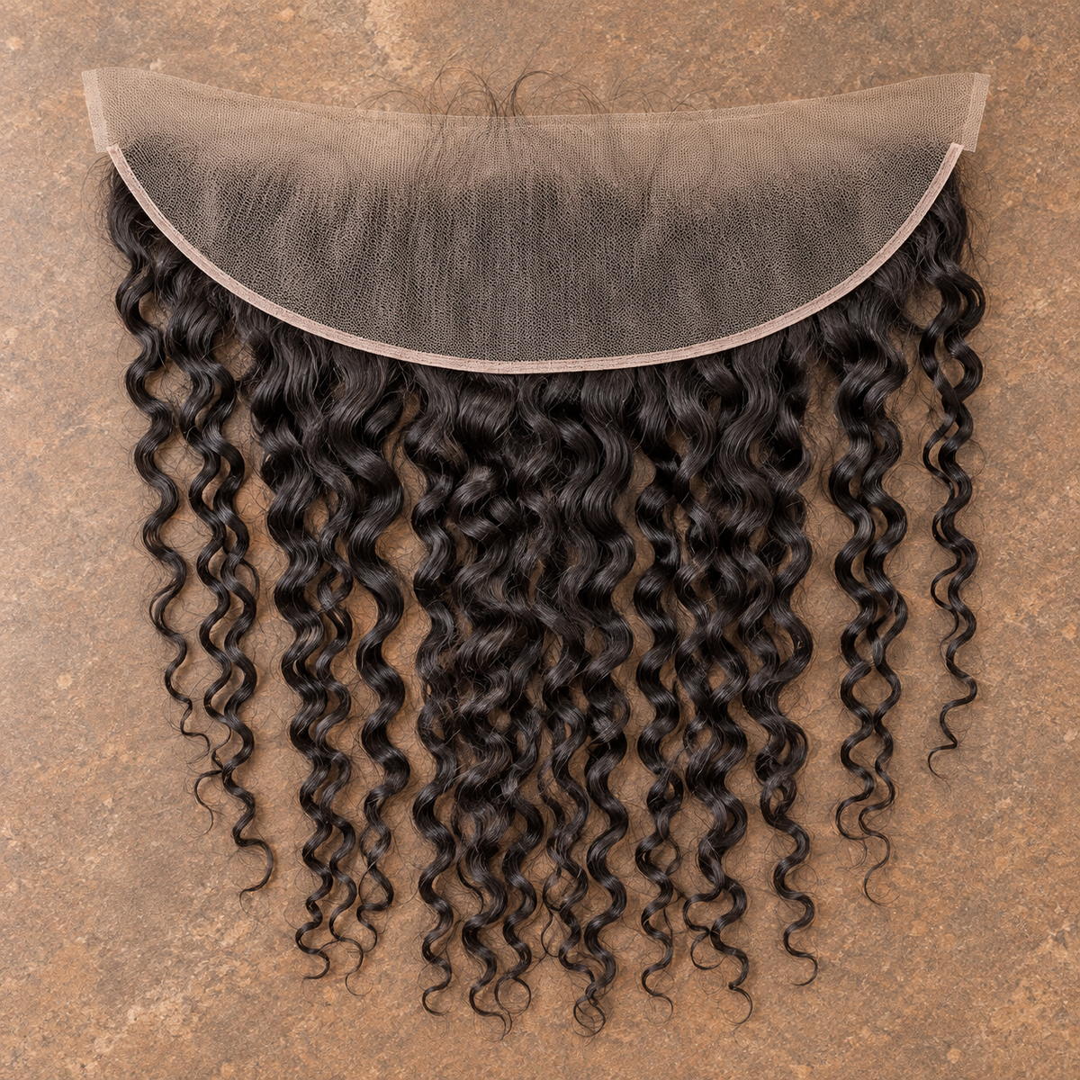 Multi-donor Italian Curly lace frontal on brown stone