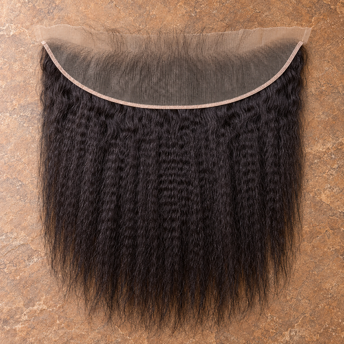 Multi-donor Kinky Straight lace frontal on brown stone