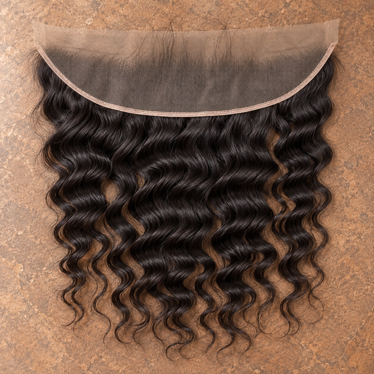 Multi-donor Loose Deep Wave lace frontal on brown stone