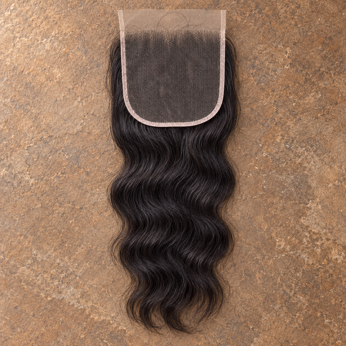 Multi-donor Natural Wave lace closure on brown stone